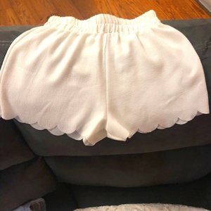 White chiffon Scalloped Shorts